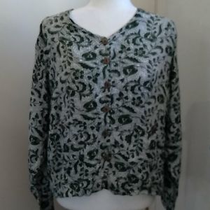 Las Manos green floral blouse size L
